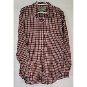 US Expedition Plaid Long Sleeve Button Up 100% Cotton Shirt - Size L